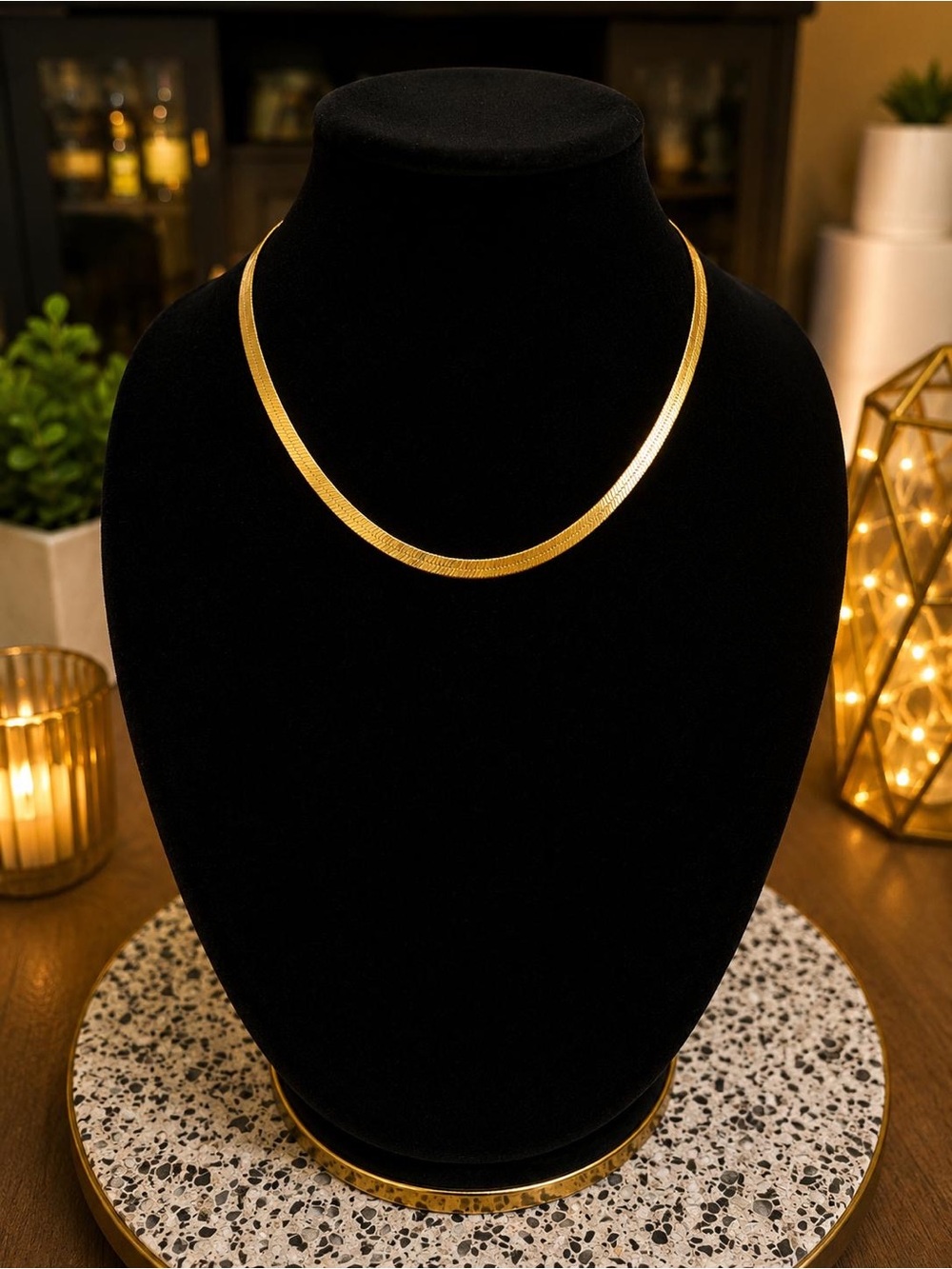 Classic Gold Herringbone Necklace - Elegant Women’s Jewelry